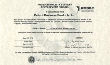 Reliant Minority Certificate - PDF File